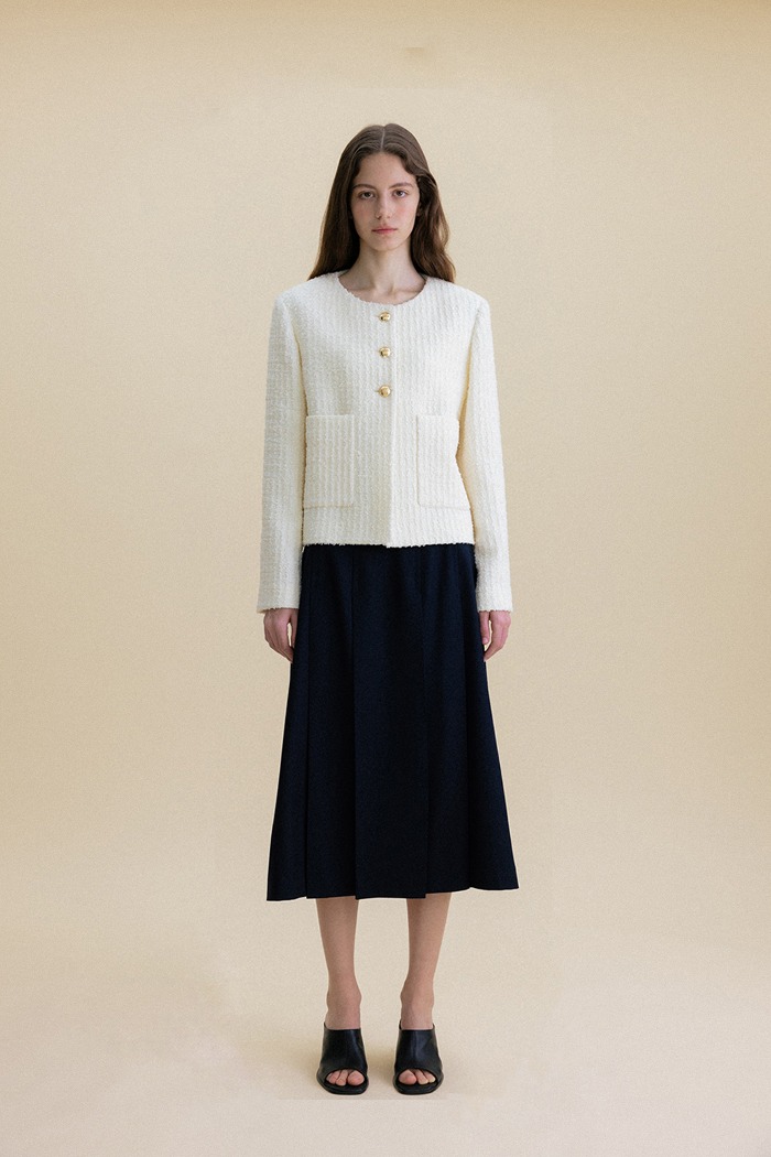Spring Tweed Jacket (Cream Ivory)